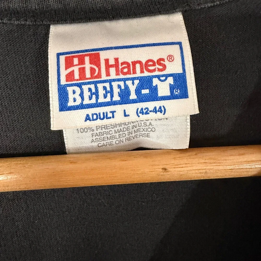 Vintage Hanes Beefy-T Freightliner Truck Graphic Pocket T-Shirt Black Mens L - Picture 3 of 4